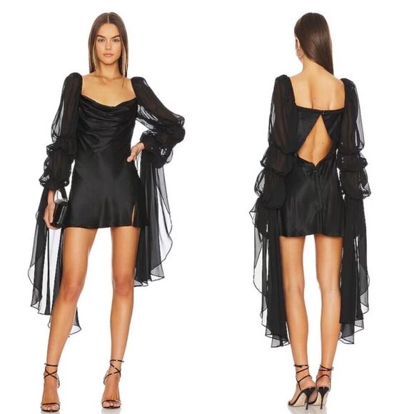NEW For Love and Lemons Mini Willow Dress Black Size Small - Picture 2 of 13